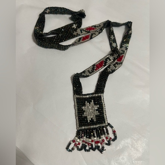Indigenous Native American folklore beaded seed necklace black layering western - Picture 1 of 6